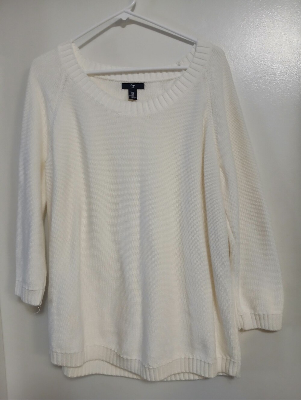 Gap Womens Scoop Neck Knit Sweater XL Off-White